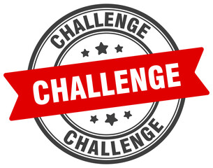 Fototapeta premium challenge stamp. challenge label on transparent background. round sign