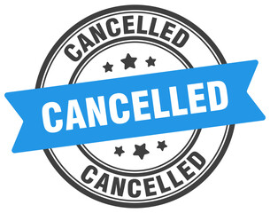 cancelled stamp. cancelled label on transparent background. round sign