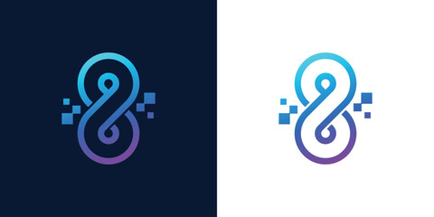 Technology 8 logo, abstract logo, internet icon