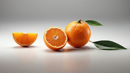 Pile of Fresh Oranges on Solid White Background