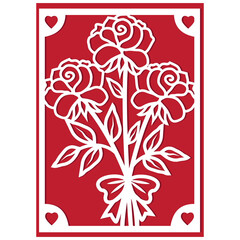 Rose flower, isolated vector illustration holiday card