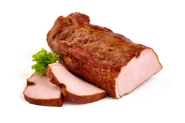 Smoked meat, isolated on white background.