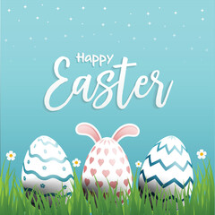 Easter eggs realistic 3d background for Easter day greeting post vector illustration