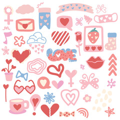 Valentine' Day element doodle hand draw decoration vector and illustration - 732592221