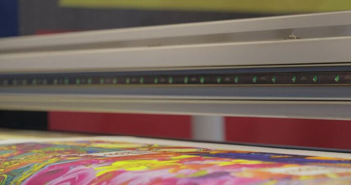 Industrial sublimation printer for digital printing on fabrics. Modern textile industry.