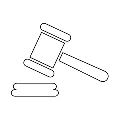 Judge hammer icon, law auction symbol, gavel justice sign vector illustration button