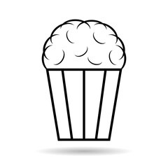 Popcorn food design shadow icon, web corn box snack flat vector illustration element