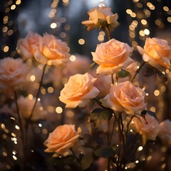 beautiful roses in the garden with bokeh background.