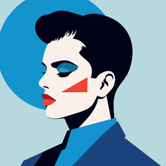 Gay Man with makeup. People lifestyle, fashion, LGBT pride concept. Vector illustration.