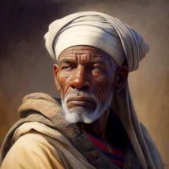 Foto op Canvas Guardian of the Nile: Wisdom Etched in the Weathered Face of an Elderly Egyptian © PAO Studio