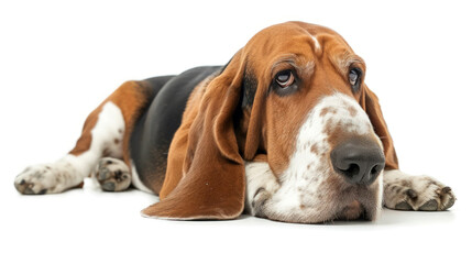 A Basset Hound's Adorable Portrait on a Clean Background