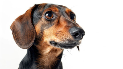 A Captivating Close-Up of a Dachshund on a Crystal-Clear Background