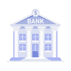 Stylized icon of a classic bank building with columns and a dollar sign on the pediment