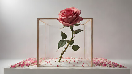 pink rose and box
