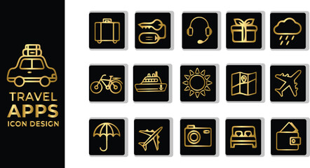  Modern Travel Apps Icon Design Template.