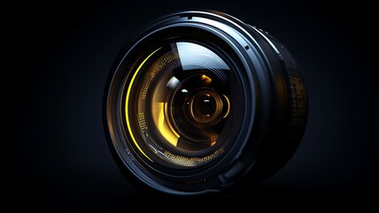 Camera Lens on the black background