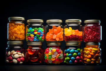 Jars with a variety of candies. Generative AI