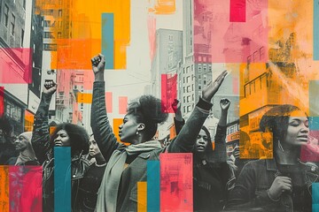 Empowerment and Unity: Women's Rights March Collage

