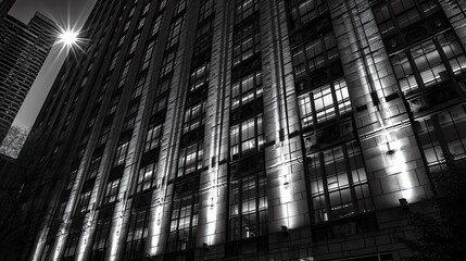Nocturnal Facade of Urban Building