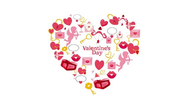 heart with balloons animated illustration cartoon character happy valentine day stiker icons
good for business promotion background.

