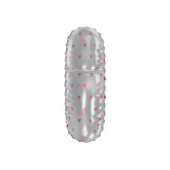 3D pink hearts pattern transparent helium balloon letter I