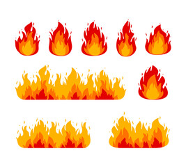 Set fire flame icon. Vector illustration