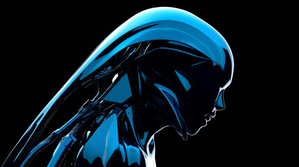 3d Illustration of a futuristic woman cyborg on black background