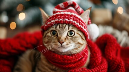 Festive Christmas Cat Fashion Showcase

