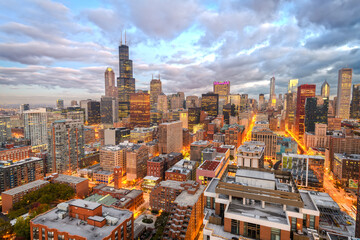 Chicago, Illinois, USA Downtown Skyline from Above
