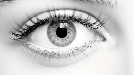 Close-up of beautiful woman's eye. Black and white