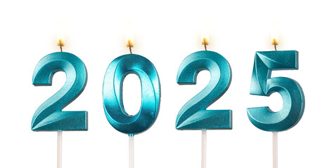 2025 new year, number shaped candles with light, transparent png