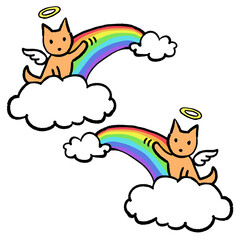 天国へ向かうペットのイラスト