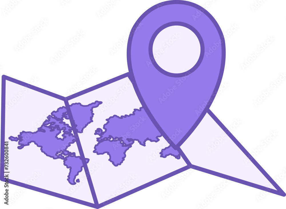 Poster colored map icon. vector map icon with geolocation. travel and vacation concept
