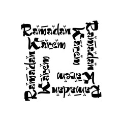 Ramadan Kareem Arabic Islamic  symmetrical calligraphy on abstract white illustration background, designed for greeting cards and all ramadan prints. Translation: Happy Ramadan. Not Generative AI.