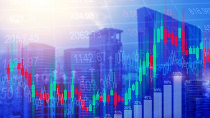 Real estate investment marketing analysis, Stack of coins with graph of business growth, Planning...