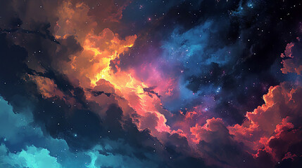 Space background with nebula and stars. Colorful space illustration - obrazy, fototapety, plakaty
