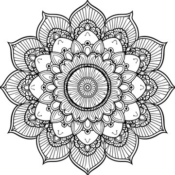 Floral mandala coloring book page, mandala coloring book page, flower coloring book page, floral design, mandala style