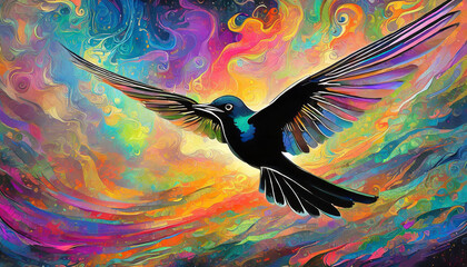 bird in the psychedelic sky