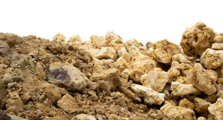 Fototapeta na wymiar piles of rocks and sand isolated