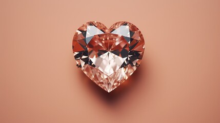 Detailed heart shaped diamond on peach background, ideal for customization and design