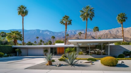 The Distinctive Beauty of Mid-Century Modern Homes Surrounded by Elegant Palm Trees