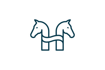 Letter H with Horse Head logo vector symbol icon design. Editable horse with letter H strong minimal design. 