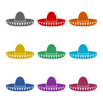 Mexican Sombrero hat  icon isolated on white background. Set icons colorful