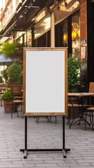Blank restaurant shop sign or menu board with blank front realistic on a mockup template, Blank shop frame signage.