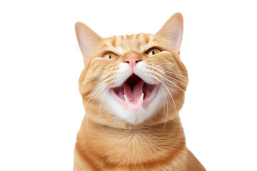 Happy orange cat isolated on transparent background PNG