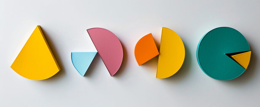 Colorful math fractions on the white background. interesting math for kids, for preschool, daytime. Education, back to school concept. Geometry and mathematics materials. AI Generated