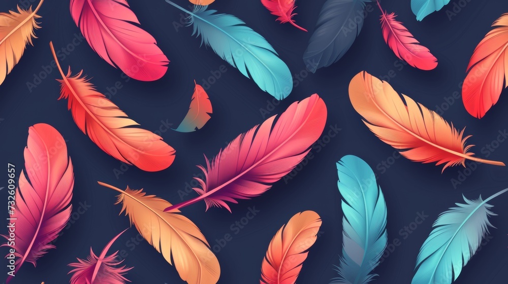 Poster tile of feather background geometric flat lay material design geometric. pattern texture tile
