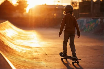 Poster young boy on a skateboard track © Ideenkoch