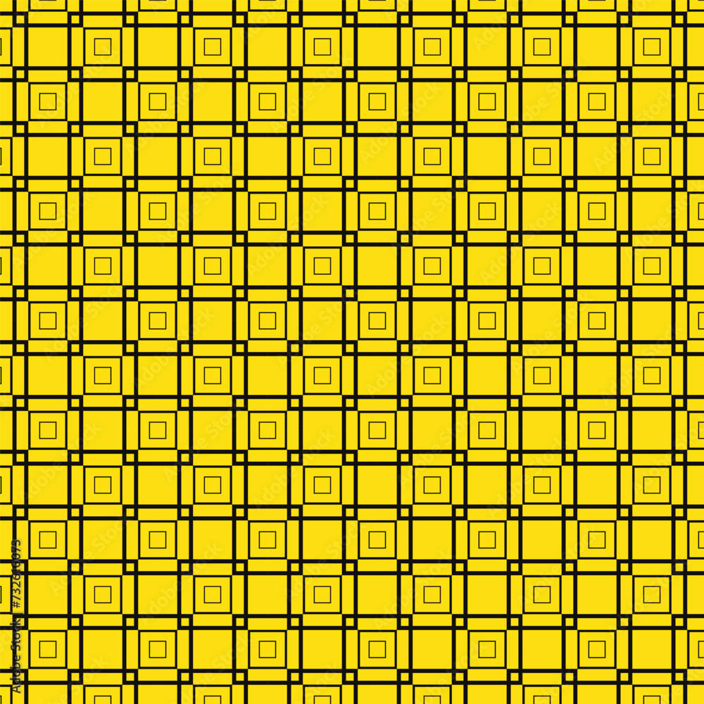 Aufkleber abstract seamless repeatable black rectangle pattern on yellow.