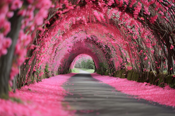 Tunnel of pink flower.